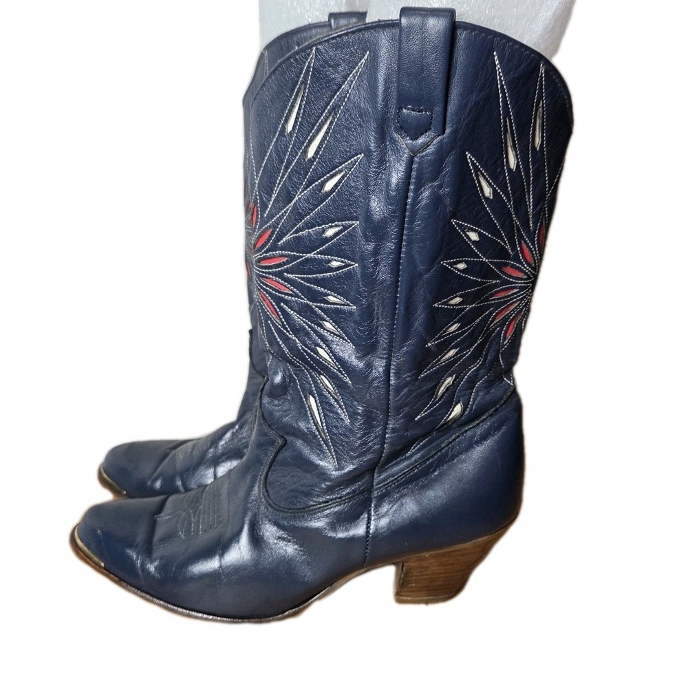 Mens Blue Dingo Cassidy Leather Red Stitch Cowboy‎ Boots 8.5M